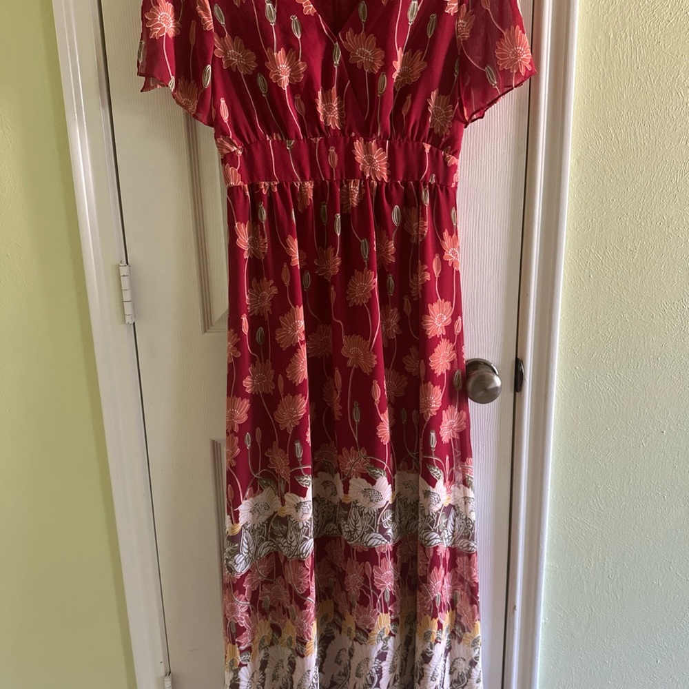 Madewell Floral Maxi Dress with Border Print